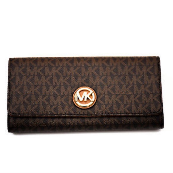 Michael Kors Handbags - NIB Michael Kors Fulton Brown Continental Wallet